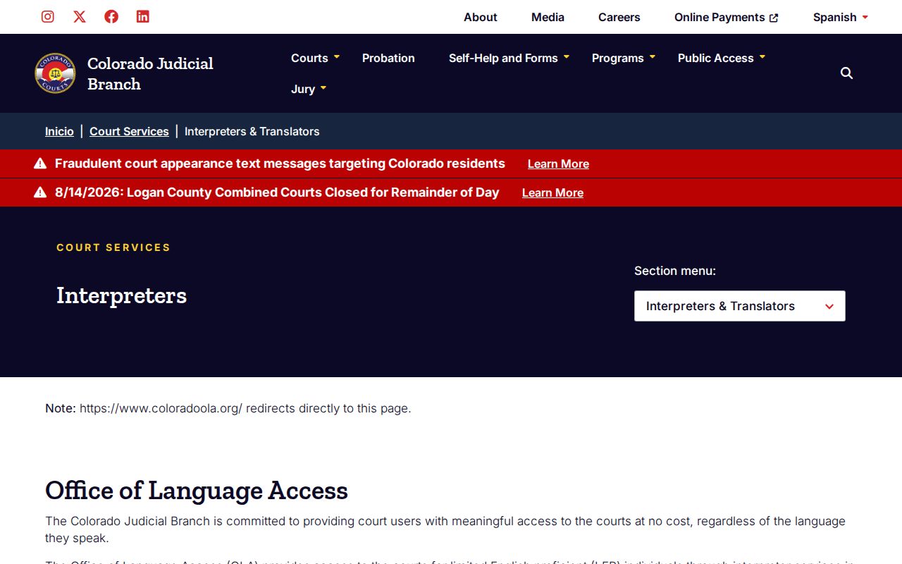 San Juan County court dates and Colorado interpreter service information