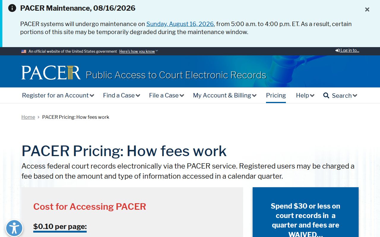 Federal PACER pricing contrasted with San Juan County court record fees