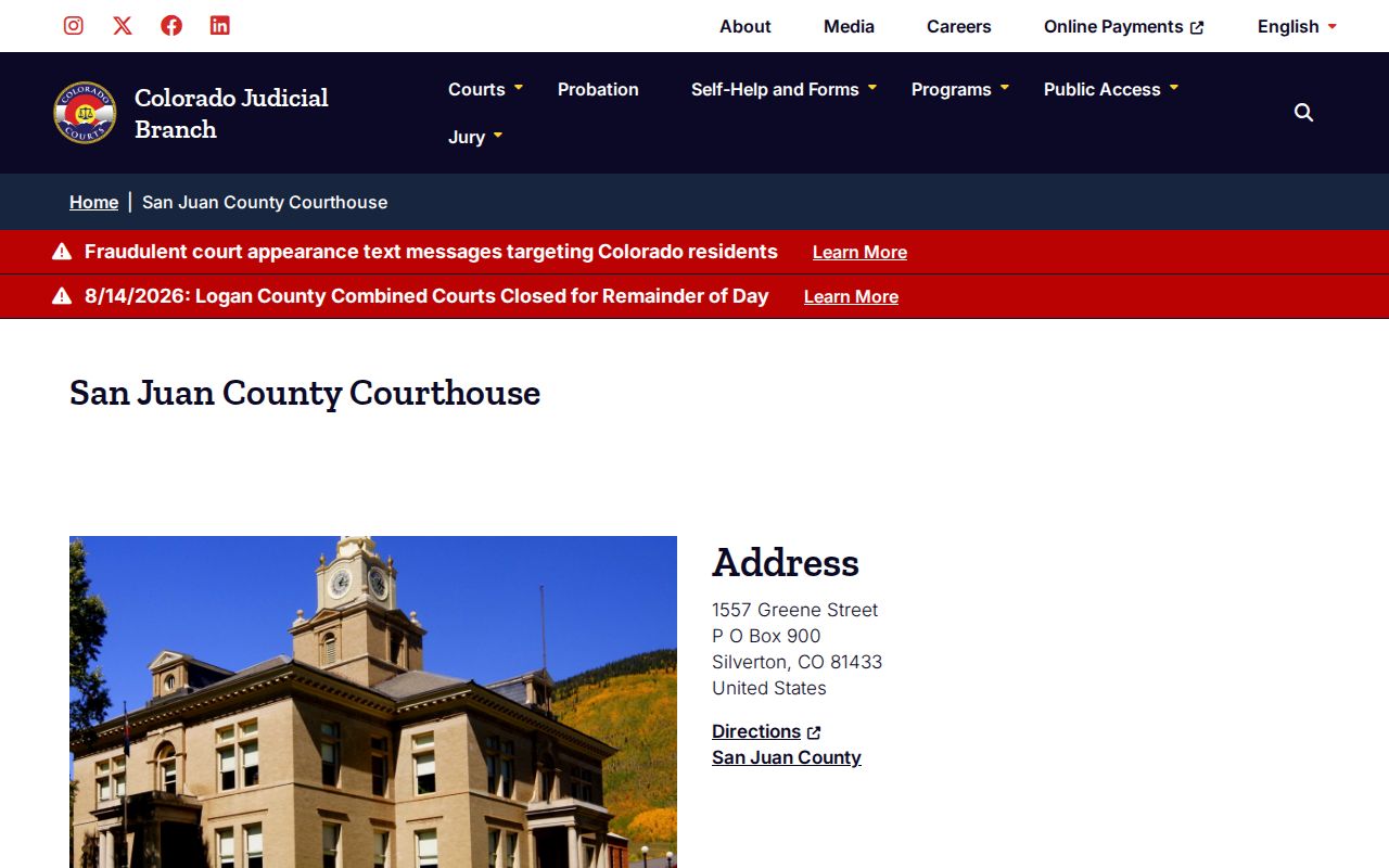 Historic San Juan County courthouse holding court docket records