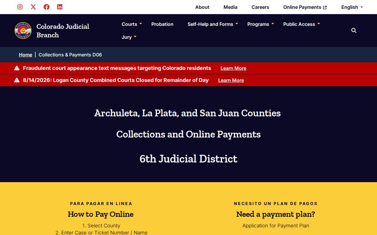 San Juan County court collections and docket payment contacts