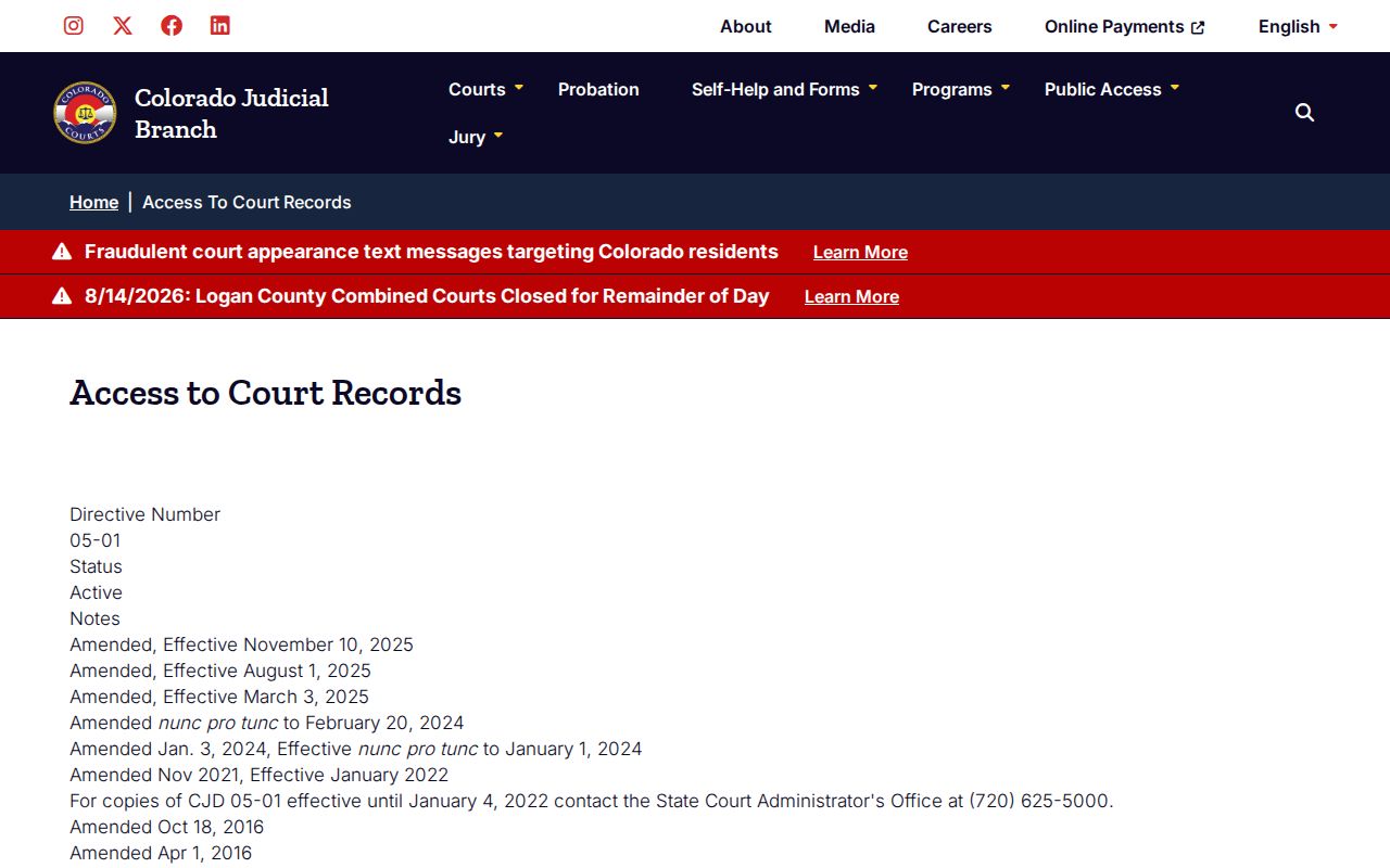 Silverton court record access rules under Colorado policy